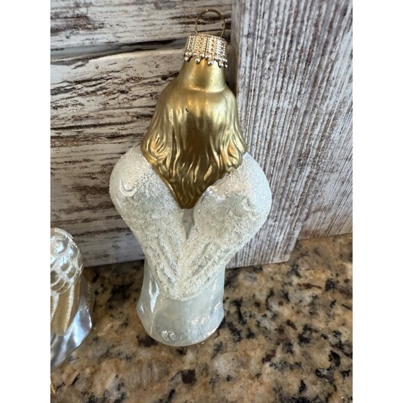 Vintage Glass Blown Angels Christmas Ornament Lot Of 2 - Picture 7 of 8